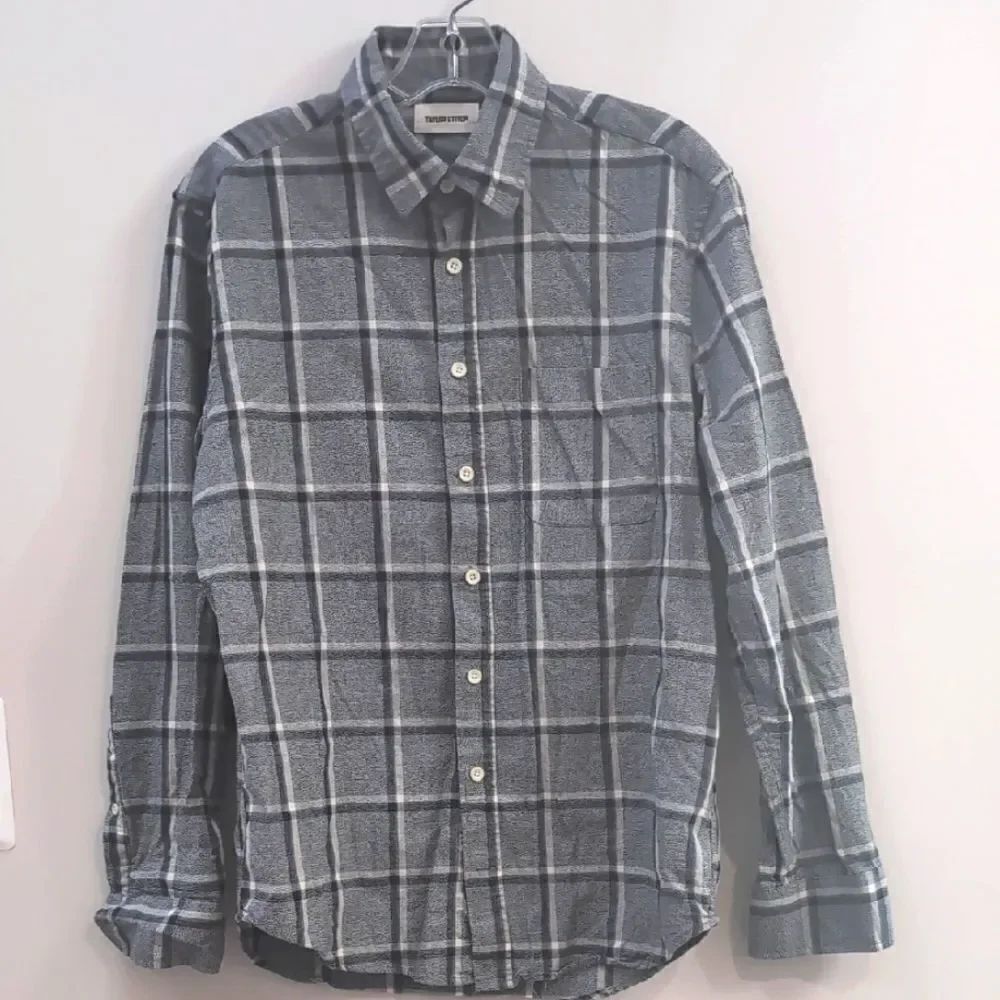Taylor Stitch Gray Plaid 100% Organic Cotton Long Sleeve Button Shirt Sz 38